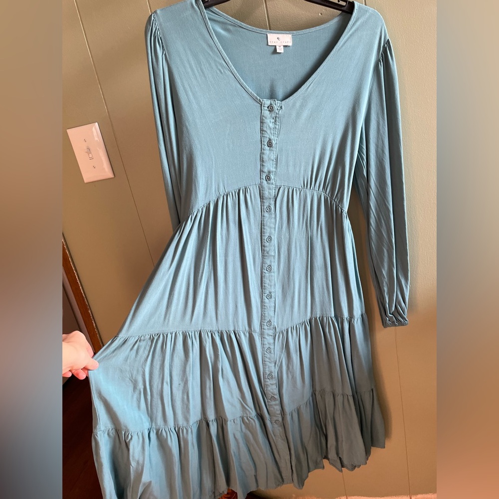True Craft Teal Long Sleeve Dress
